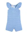 Chloé Light Blue Openwork Romper With Logo Embroidery In Blue