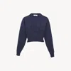 Chloé Short Linen Knit Sweater In Blue
