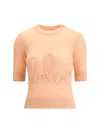 Chloé Wool And Silk Logo-applique Top In Pink