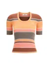 Chloé Embroidered Striped Ribbed Cotton Sweater In Multi