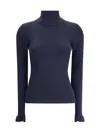 Chloé Chloè Wool And Cotton Turtleneck Pullover In Blue