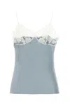 Chloé Satin Tank Top With Lace And Spaghetti Straps In Blue