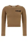 Chloé Camel Wool Blend Sweater In Brown