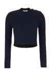 Chloé Embellished Cable-knit Cotton Sweater In Classic Navy