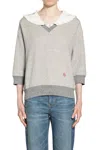 Chloé Silk Ruffled Collar Sweatshirt In Gray