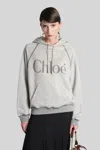 Chloé Cotton Blend Logo Hoodie In Gray
