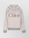 Chloé Hooded Cotton Blend Sweatshirt With Kangaroo Pocket In Gray