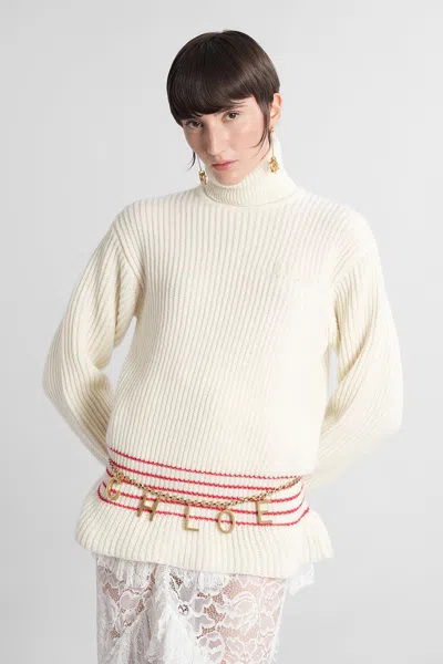 Chloé Knitwear In Beige Wool In Sand