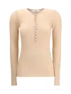 Chloé Chloè Wool Henley Shirt In Neutral