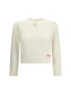 Chloé Wool And Cashmere Fitted Sweater With An Openwork Motif Clothing In Neutral
