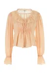 Chloé Blouse With Tie In Pink Silk Georgette In Neutral