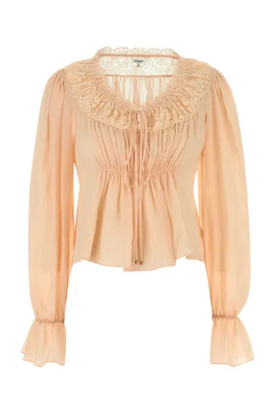Chloé Light Pink Crepe Blouse In Orange