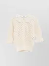 Chloé Pointelle Knit Sweaters And Cardigans White In Yellow