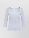 Chloé Knitwear With Contrast Trim And Scalloped Edges In Blue