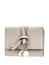 Chloé Pebbled Wallet Cardholder Decorative Ring Detail In Gray
