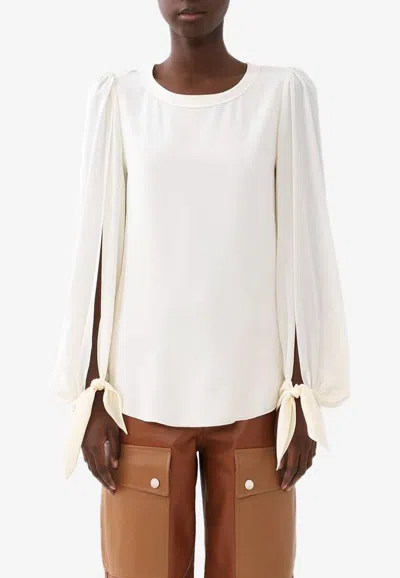 CHLOÉ KNOT-DETAIL BLOUSE IN SILK