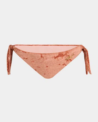 Chloé Knotted Crushed Velvet Bikini Bottoms