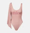 Chloé Maxi Logo Knotted Strap One-piece Swimsuit