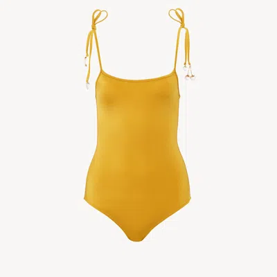 Chloé Knotted One-piece Swimsuit In Yellow