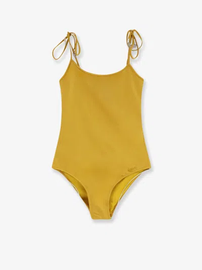 Chloé Knotted One-piece Swimsuit In Yellow