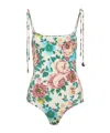 Chloé Chloe Floral-printed Swimsuit In Pearl Beige