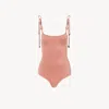 Chloé Knotted-strap One-piece Swimsuit In Pink