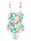 Chloé Chloe Floral-printed Swimsuit In ニュートラル