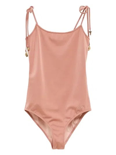 Chloé Knotted-strap Swimsuit In Pink