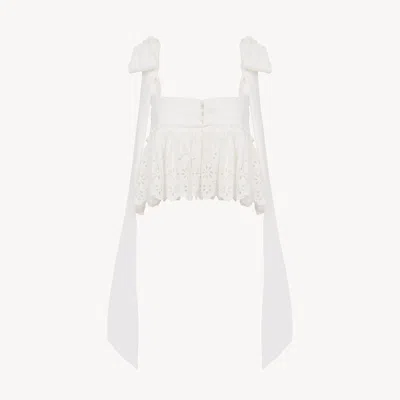 Chloé Cropped Bow-detailed Broderie Anglaise Cotton Top In White
