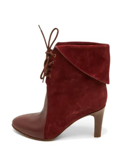 Pre-owned Chloé Kole Suede Ankle Boots In Red
