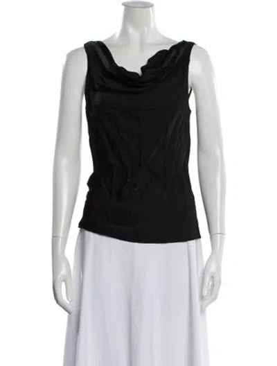 Pre-owned Chloe Kristyn Cowl Neck Sleeveless Blouse In Black