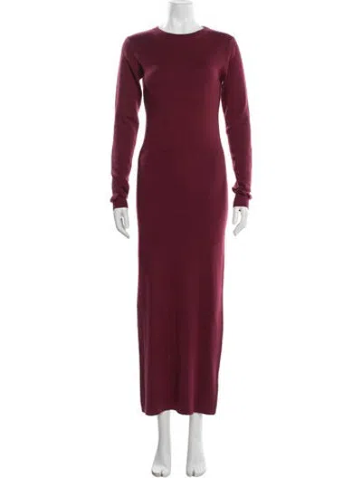 Pre-owned Chloe Kristyn Crew Neck Long Dress In Burgundy
