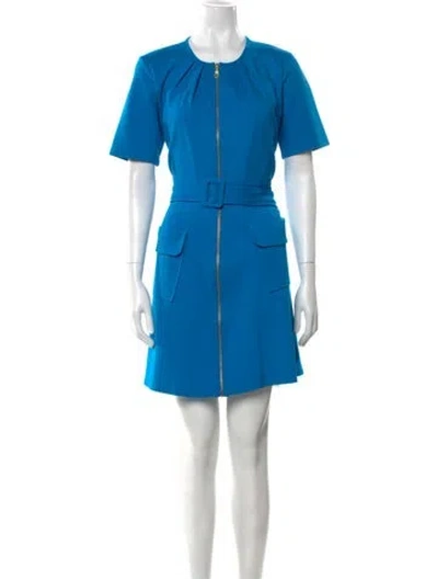 Pre-owned Chloe Kristyn Crew Neck Mini Dress In Blue