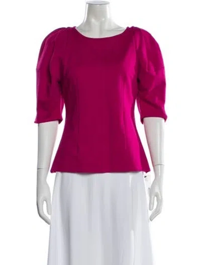 Pre-owned Chloe Kristyn Crew Neck Three-quarter Sleeve Top In Pink