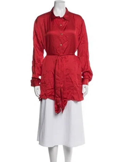 Pre-owned Chloe Kristyn Long Sleeve Button-up Top W/ Tags In Red