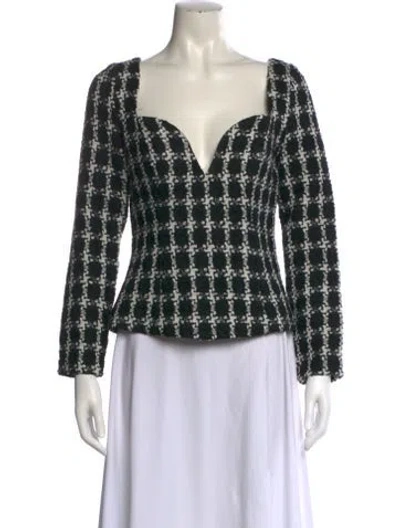 Pre-owned Chloe Kristyn Plaid Print Square Neckline Top In Multi