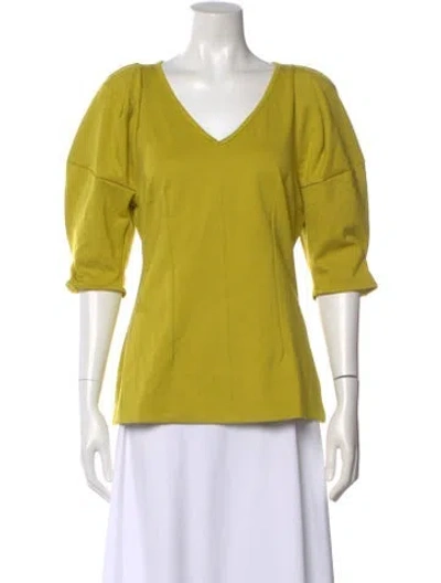 Pre-owned Chloe Kristyn V-neck Three-quarter Sleeve Top W/ Tags In Yellow