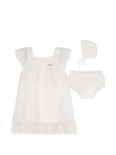 Chloé Lace Baby Set In White