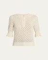 Chloé Pointelle Knit Sweaters And Cardigans White In Yellow