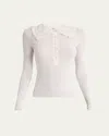 Chloé Lace-collar Superfine Wool Rib Knit Top In White