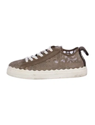 Pre-owned Chloé Lace Colorblock Pattern Sneakers In Brown