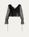 Chloé Lace Crop Peplum Top In Black
