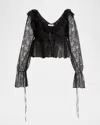 Chloé Lace Crop Peplum Top In Black