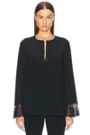 Chloé Women Collarless Fluid Blouse In Black