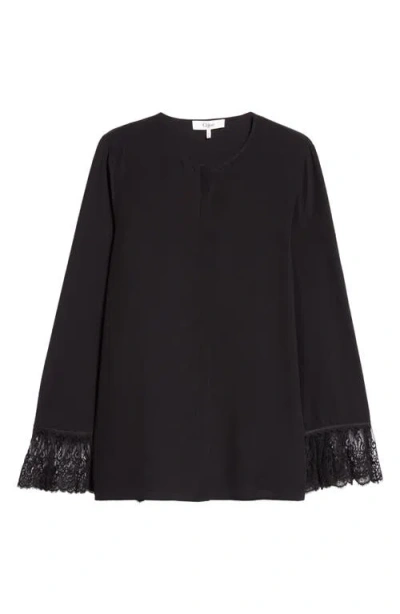 CHLOÉ CHLOÉ LACE CUFF SILK CRÊPE DE CHINE SHIRT