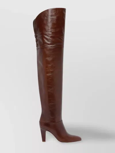 Chloé Lace Detail Leather Over-the-knee Boots In Multi