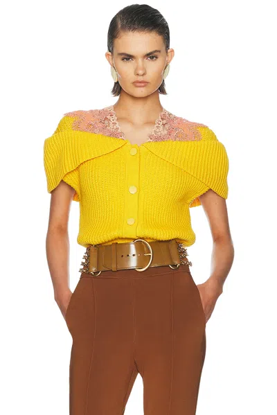 Chloé Lace Detail Sweater In Yellow
