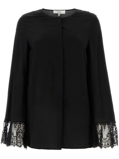 CHLOÉ CREPE-DE-CHINE COLLARLESS BLOUSE