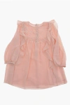 Chloé Lace Details Ruffled Dress In Orange