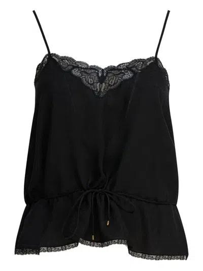 Chloé Lace-trimmed Silk Camisole In Black